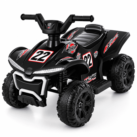 COFUNOK 12V Electric Kids Ride-On ATV Quad w/ Bluetooth, 2mph Max, Treaded Tires, LED Lights, Radio - Black