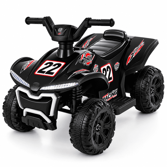 COFUNOK 12V Electric Kids Ride-On ATV Quad w/ Bluetooth, 2mph Max, Treaded Tires, LED Lights, Radio - Black