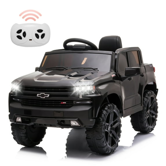 12V Kids Ride-On Car with Remote Control, Powered Wheels ,MP3 , FM Radio, Spring Suspension, LED Lights, Licensed Chevrolet Silverado GMC, Electric Vehicle for Toddlers