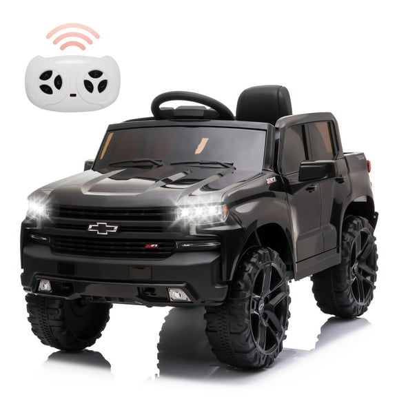 12V Kids Ride-On Car with Remote Control, Powered Wheels ,MP3 , FM Radio, Spring Suspension, LED Lights, Licensed Chevrolet Silverado GMC, Electric Vehicle for Toddlers