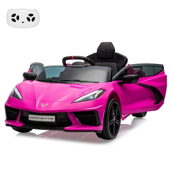12V Kids Ride On Car Sports Licensed Corvette Electric Car Toy with Visual Dashboard, Remote Control, LED Lights, Music