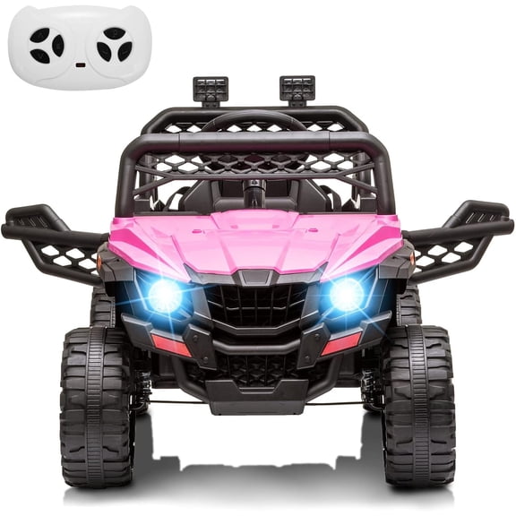 12V Kids Ride On Car Truck with Parent Remote Control, Spring Suspension, LED Lights, AUX Port, Music