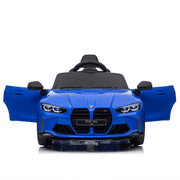 12V Kids Electric Ride On Car with Remote Control, 3 Speeds Toddler Ride On Toy Car with LED Lights, Seat Belt and Music, Blue