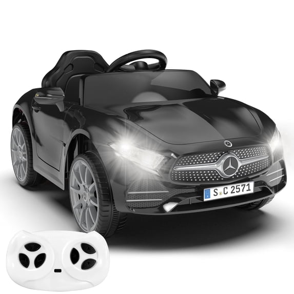 12V Kids Ride on Car with 2.4G Remote Control, Battery Powered Electric Vehicle with Double Doors, Safety Belt & LED Light(Black)