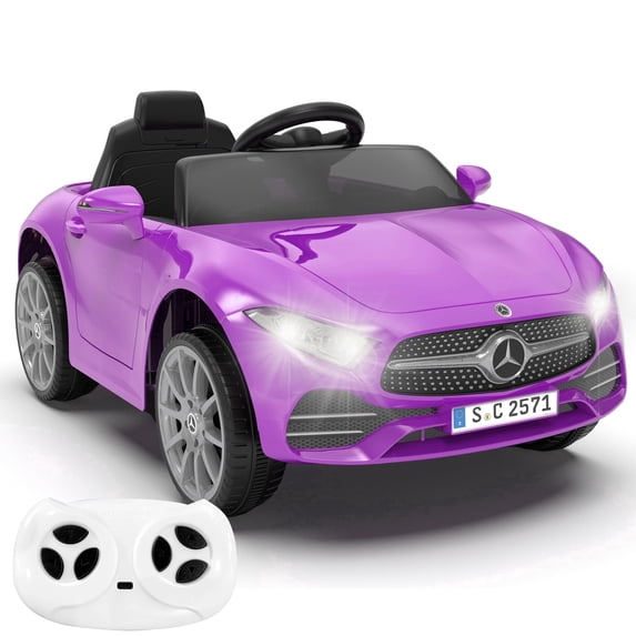 12V Kids Ride on Car with 2.4G Remote Control, Battery Powered Electric Vehicle with Double Doors, Safety Belt & LED Light(Purple)