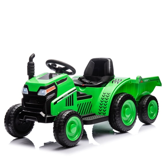 12V Kids Ride On Electric Tractor, Kids Ride On Toy.2WD, Non-skid tires, steering wheel, foot pedal,With Removable storage tug,Light,Bluetooth,Music,MP3,USB,Power Display For Kids Aged 3+