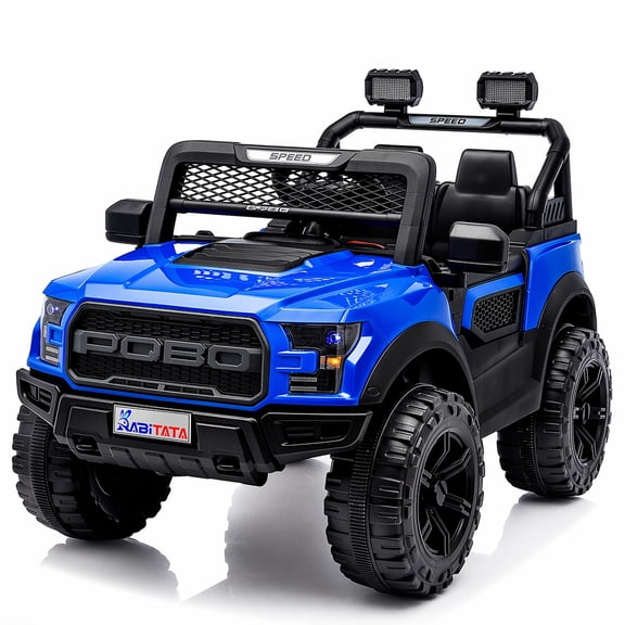12V Kids Ride On Off-Road Car with Remote Control, LED Lights, Music, Blue