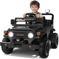thumbnail image 1 of HHVEL 12V 7Ah Power-Wheels Jeep, Ride on Cars with Remote Control for Boys, 3 Speeds, Electric Cars for Kids 3-5, Spring Suspension, Bluetooth Music & LED Lights, Black, 1 of 7