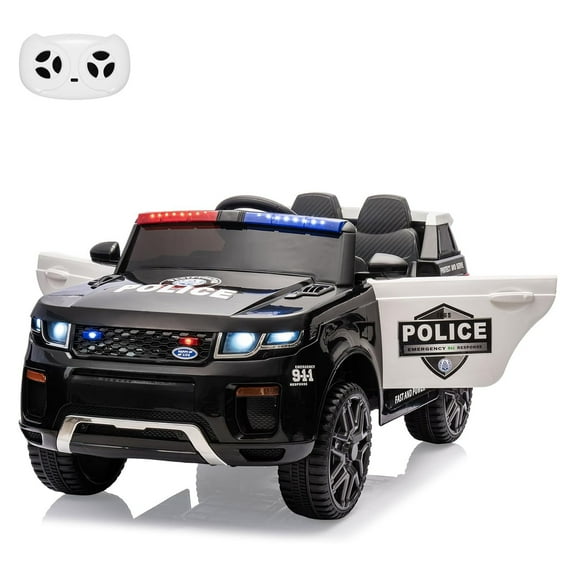 12V Kids Ride On Police Car Electric Ride On Truck Toy for Toddlers Battery Powered Police Vehicles with Remote Control, Megaphone, Flashing Light, Handle, Spring Suspension, Music