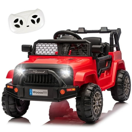12V Kids Ride On Toy, Ride on Truck w/Parent Remote Control, Electric Toddler Ride on Car for Kids w/ Reflective Stickers, Front Anti-Collision Bar Design, LED Headlights, Bluetooth, 3 Speeds (Red)