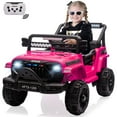thumbnail image 1 of 12V Kids Ride on Toys Cars with Parents Control, Toddler Electric Ride on Truck Car with Early Education Function, Riding Toy with 4 Wheel Suspension, MP3, USB, Electric Vehicle for Aged 3+, Pink, 1 of 8