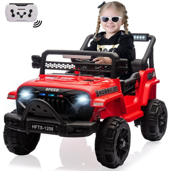 12V Kids Ride on Toys Cars with Parents Control, Toddler Electric Ride on Truck Car with Early Education Function, Riding Toy with 4 Wheel Suspension, MP3, USB, Electric Vehicle for Aged 3+, Red