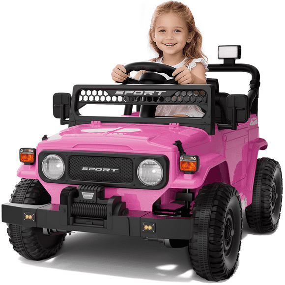 YunTopKids 12V Ride on Toys for Toddlers, Electric Car for Kids, Ride on Truck for Boys Girls with Parent Remote Control, Music Player,3 Speeds,Pink