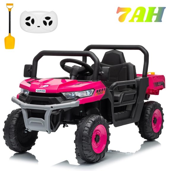 12V Kids Ride on Toys for Kids, Electric Toy Truck with Remote, Power Dump Bed & Shovel, Music, LED Lights, 3 MPH, Max 66 lbs for Boys Girls Ages 2-5