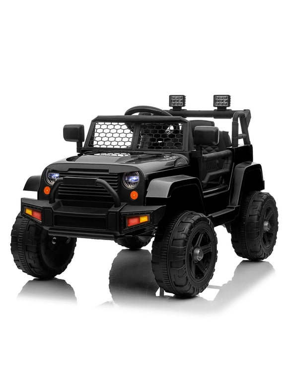 12V Kids Ride on Truck,Battery Powered Dual Drive Electric Jeep with Remote Control,3 Gear Speeds, LED Lights,Bluetooth Music for Kids 3 Age +