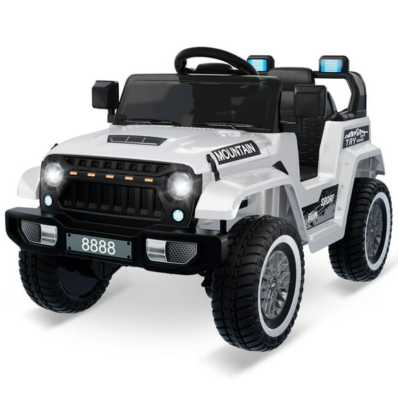 12V Kids Ride on Truck Car, w/Parent Remote Control, Twin 35w Motors, 3 Speeds, LED Lights, Music & Horn, Spring Suspension
