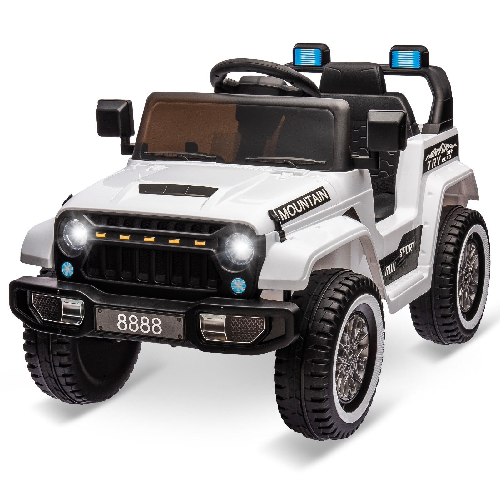 White 12V Kids Electric Ride-On Truck with Remote Control