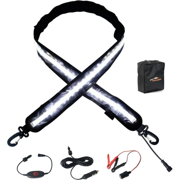 12V LED Exterior Light Bar Kit Dimmable Camping String Lights Weatherproof IP67, Magnetic Mounting, All-in-One Portable Lighting for RV, Camping Tent Car Trailer Boat,White and Amber, 4Pcs