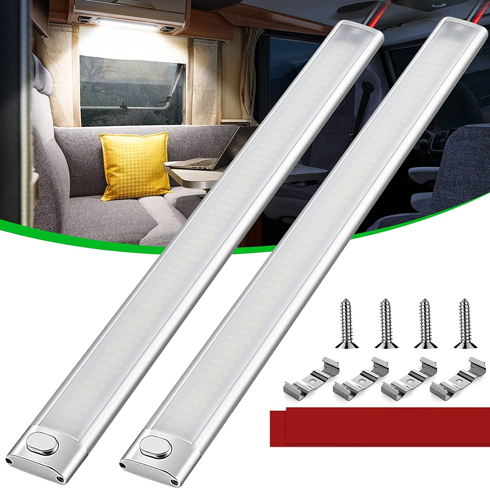 12V LED Interior Light Bar 15.4IN 168LEDs 1700LM 6000K 10W LED Strip ...