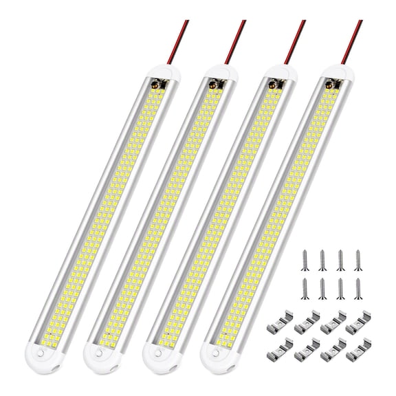 VFM LED Interior Light Bar for Cargo Trailer, RV, Truck, Lorry, Camper, Boat, Motorhome, 12V 120LEDs 1500LM 8W DC with Switch without Plug (4pcs)
