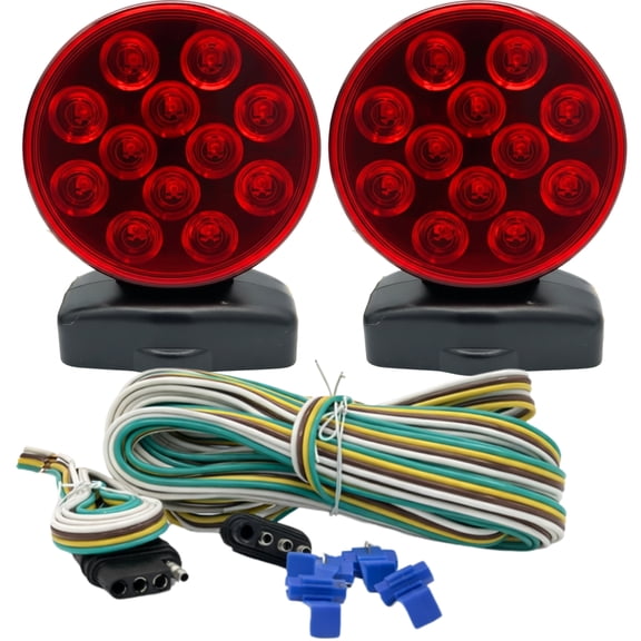 12V LED Magnetic Towing Light Kit for Boat Trailer RV Truck -Magnetic Strength 55 Pounds DOT Certified Front Amber/Back Red 100,000 Hours LED Life!