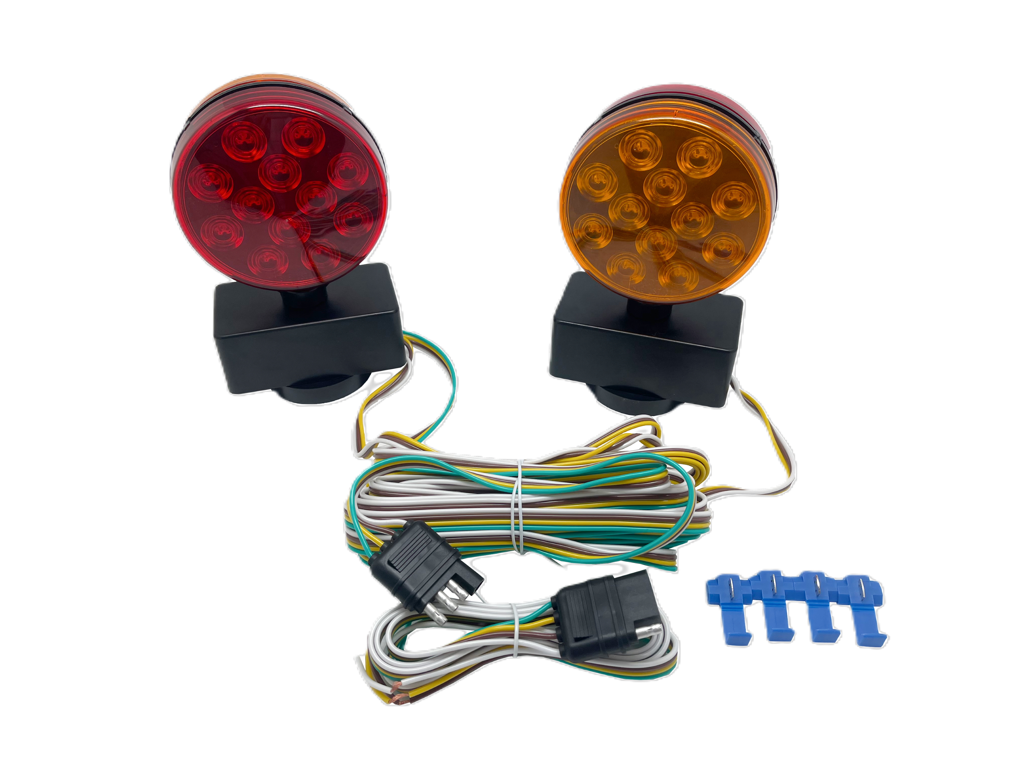 12V LED Magnetic Towing Trailer Light Kit Amber/Red 48 LEDS Multi ...