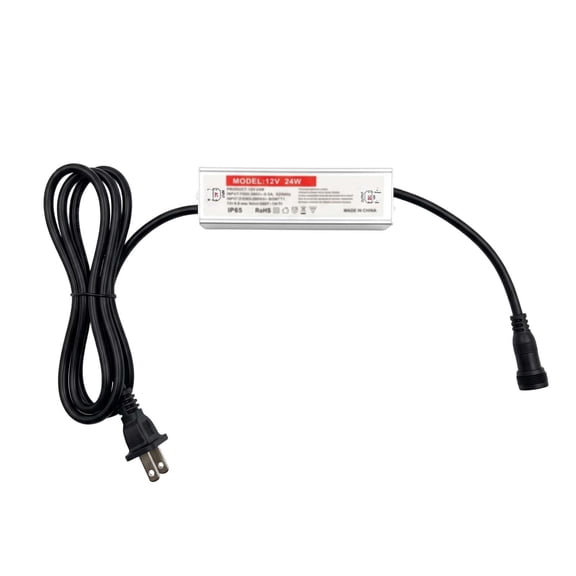 12V LED Power Supply Driver 24W, US Plug Low Voltage Transformer Adapter for LED Strip Lights, Indoor Outdoor Lighting, 2A Adapter
