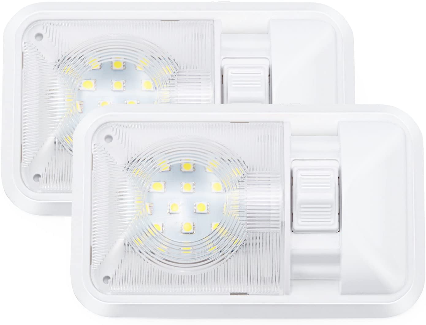 12V LED RV Ceiling Light 280LM, Roof Lamp Interior Lighting for Trailer, Motorhome with Switch Pack of 2 1