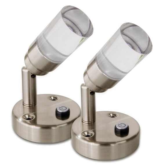 12V LED Reading Light Swivel Mount Brushed Nickel Cool White Blue Pack of 2