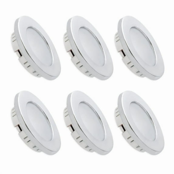 12V LED Recessed Ceiling Light Chrome 2.76in for RV Cabinet Cool White x6
