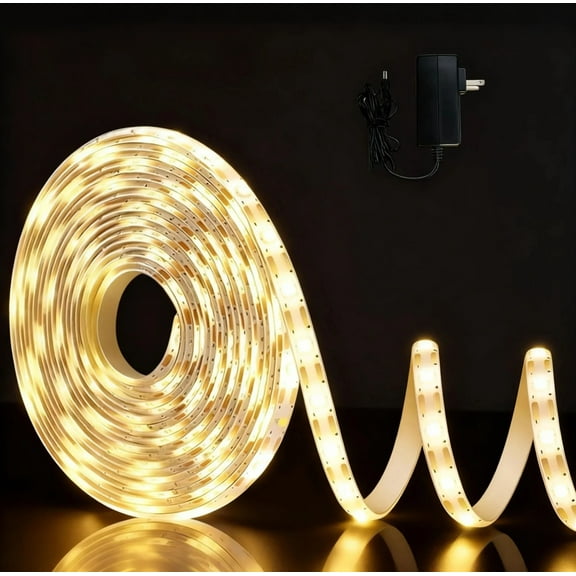 12V LED Strip Light 8mm Width, CRI 90+,4000K 5M/16.4ft 600LEDs Flexible SMD2835 High Brightness IP20 Indoor LED Tape Lights for Bedroom Kitchen Party etc Decorate( Power Supply Included)