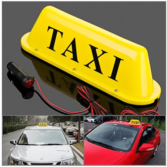 12V LED Taxi Sign Top Light LED Taxi Sign Vintage Cab Roof Top Illuminated Sign Yellow