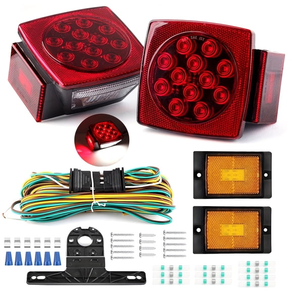 12V LED Trailer Light Kit, Utility Trailer Lights for Submersible Boat RV with Trailer Wire Harness, Trailer Lights Kit for Under 80 Inch Truck