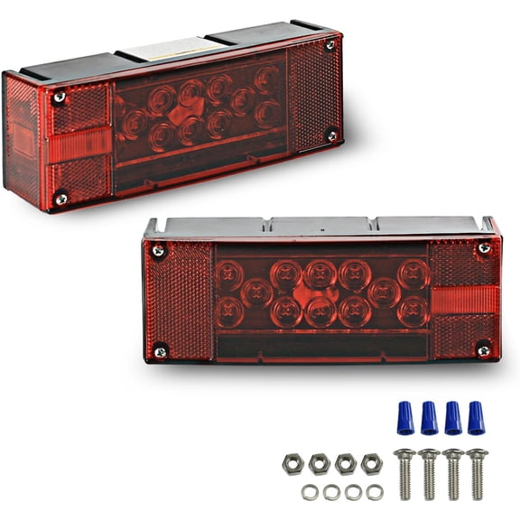 12V LED Trailer Lights, Submersible and Waterproof Low Profile Rectangular tail lights for RV, marine, boats, trailers
