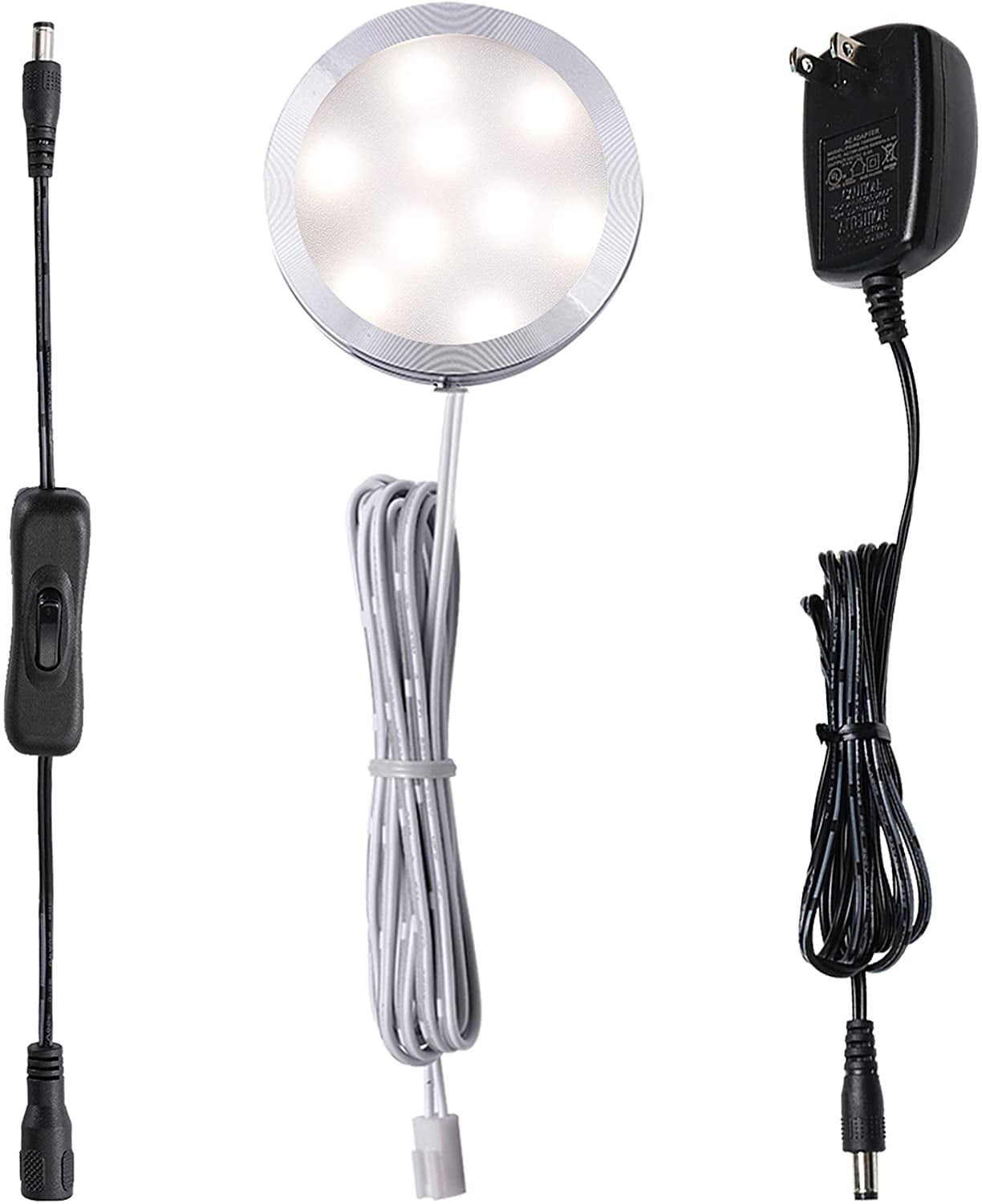 12V LED Under Puck Lights Plug in, with Manual Switch, Single