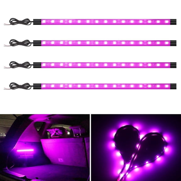 12V LED Underglow Lights for Motorcycle & Golf Cart - 4 Pcs Waterproof Neon Strips, Footwell Accent Lighting Kit for ATV, UTV, Scooter - Perfect for Night Riding