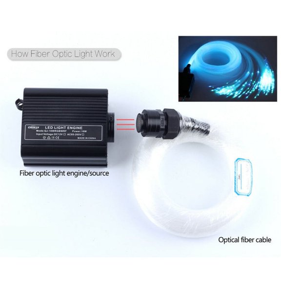 12V Lamp Source 16W RGBW Twinkle BT APP Control RF Remote 300 Pcs 2M Fiber Optic