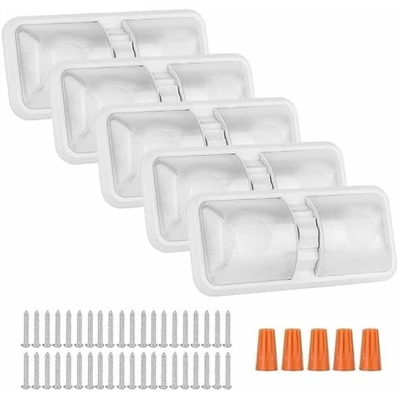 12V Led RV Ceiling 1100 Lumen Double Dome Light | RV Interior Lighting Fixture with ON/Off Switch for RV Trailer Camper Truck Van Boat Car (5 Pack Natural White 4000-4500K)