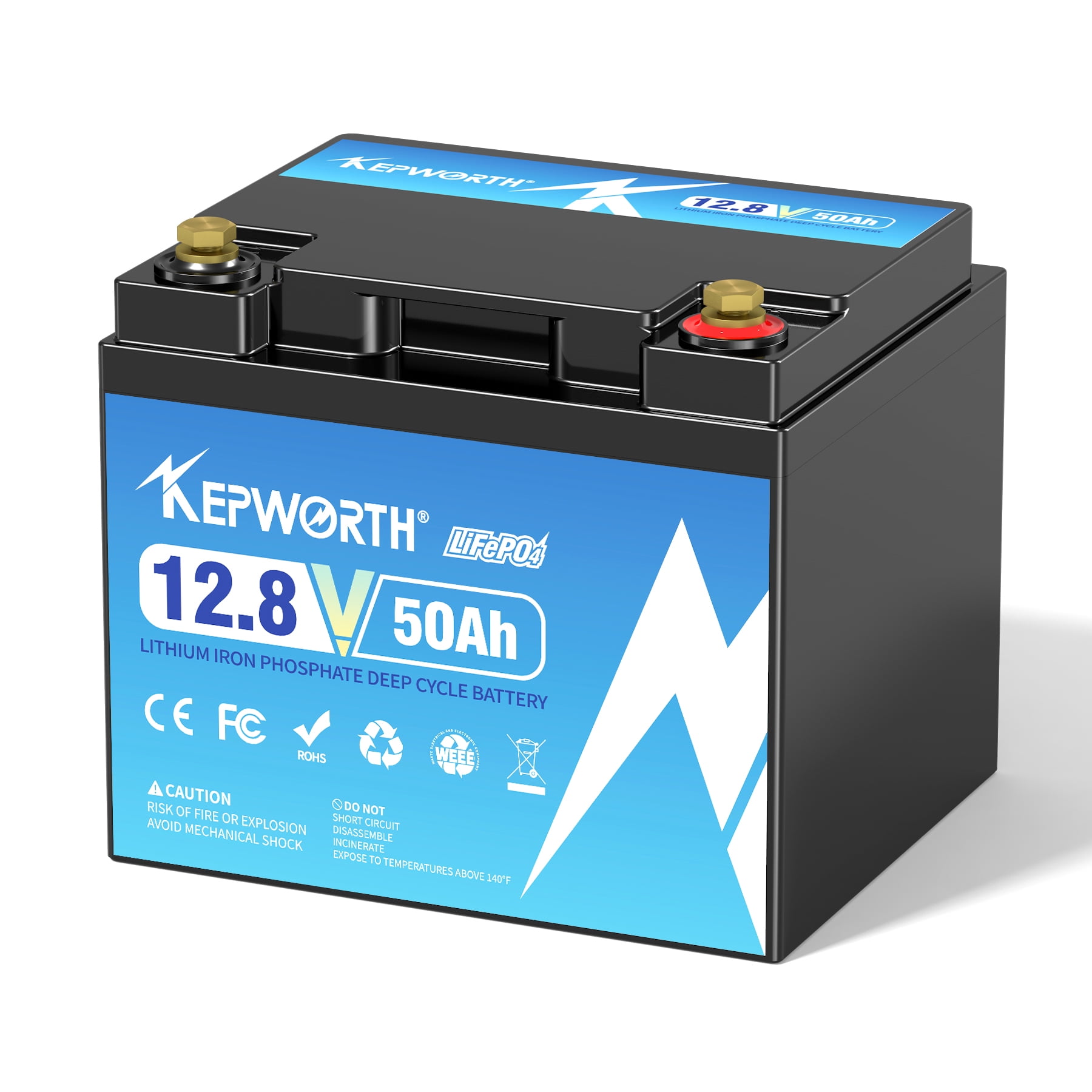 12V LiFePO4 Battery 50Ah, Lithium Batteries with 50A BMS, Rechargeable Deep Cycle, widely used for Trolling Motor, Marine, Camper, RV, Solar Power, Off Grid