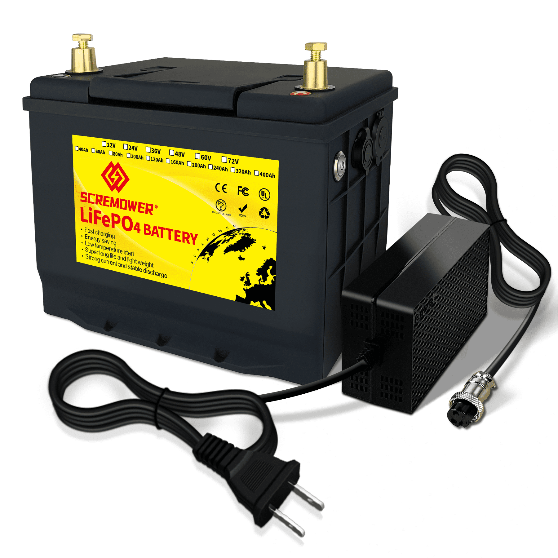 12V LiFePO4 Battery 60Ah, Lithium Batteries with 50A BMS, Rechargeable Deep  Cycle, widely used for Trolling Motor, Marine, Camper, RV, Solar Power