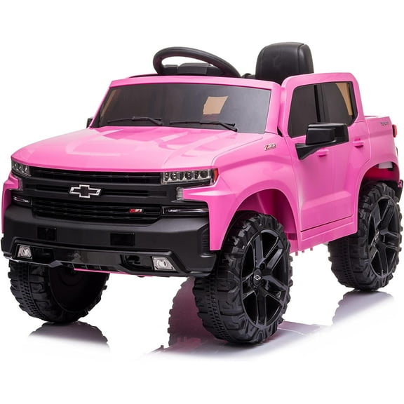 12V Kids Ride On Truck – Licensed Sīlvērǎdǒ Trail Boss, Dual Control, Remote Control, MP3/Bluetooth, Spring Suspension, LED Lights, Rechargeable Battery – Electric Vehicle, Pink