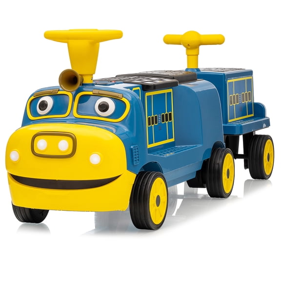 12V Licensed Kids Ride-On Train with Remote Control, Music, LED Lights, Storage – Electric Toy
