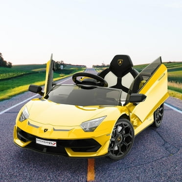12V Licensed Lamborghini Electric Vehicles Battery Powered Sports Car Yellow