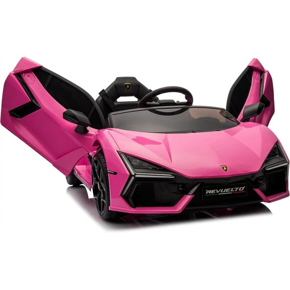 12V Licensed Lamborghini Revuelto Ride-On Car, Battery-Powered Electric Sports Vehicle with Bluetooth, USB, Music, Remote Control, Headlights, 1-Seater, Pink