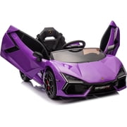 12V Licensed Lamborghini Revuelto Ride-On Car, Battery-Powered Electric Sports Vehicle with Bluetooth, USB, Music, Remote Control, Headlights, 1-Seater, Purple