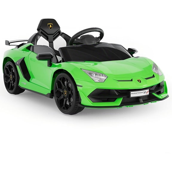 12V Licensed Lamborghini Ride-On Car with Remote Control, LED Lights, Engine Sounds, Bluetooth & USB, Battery Powered Electric Vehicle, Gift Toy for Ages 3-6,Green