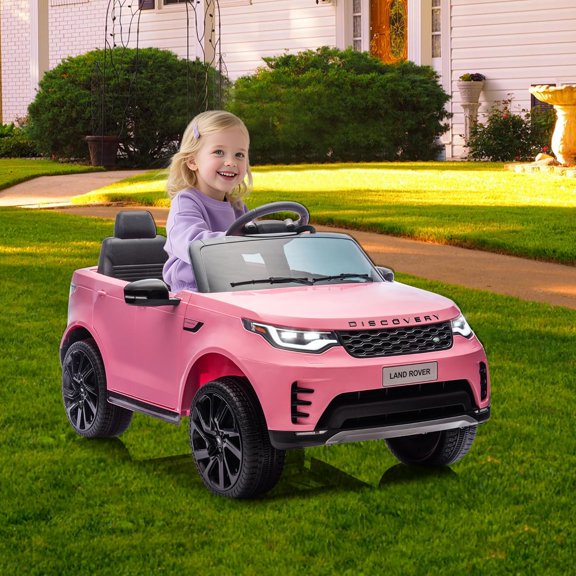 12V Licensed Land Rover 2-Seater Ride On Vehicle with Parent Remote Control, Double Doors, LED Lights, Manual Driving, Rechargeable Battery Powered Electric Ride On Car,Pink