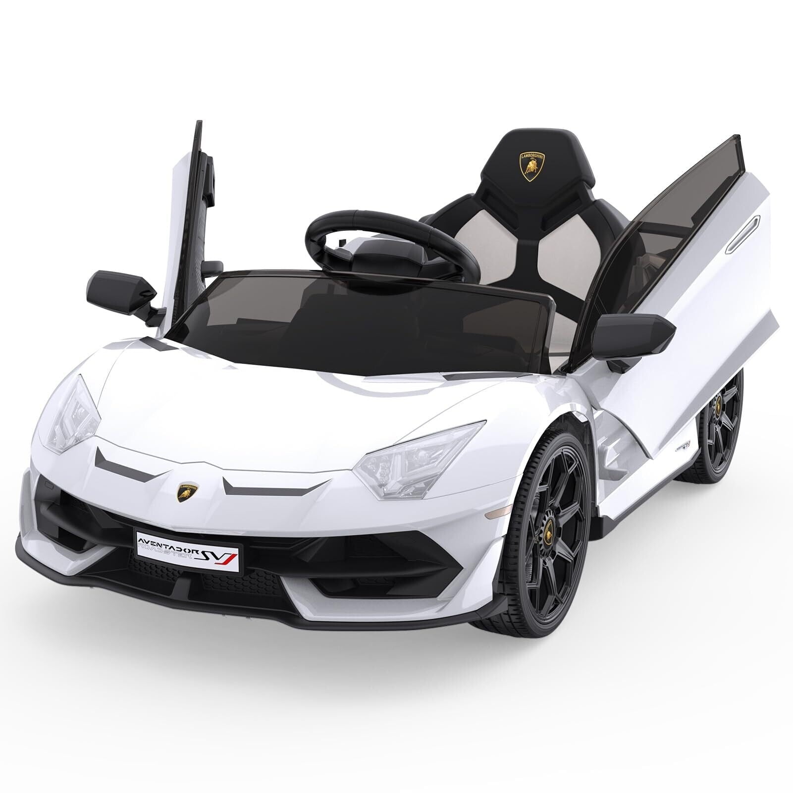12V White Licensed Lamborghini Kids Ride-On Car with Remote Control