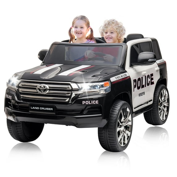 12V Licensed Toyota Land Cruiser 2-Seater Electric SUV Police Car with Remote, 2 Motors, 3 Speeds