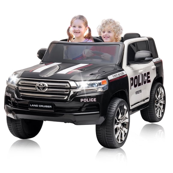 12V Licensed Toyota Land Cruiser 2-Seater Electric SUV Police Car with Remote, 2 Motors, 3 Speeds